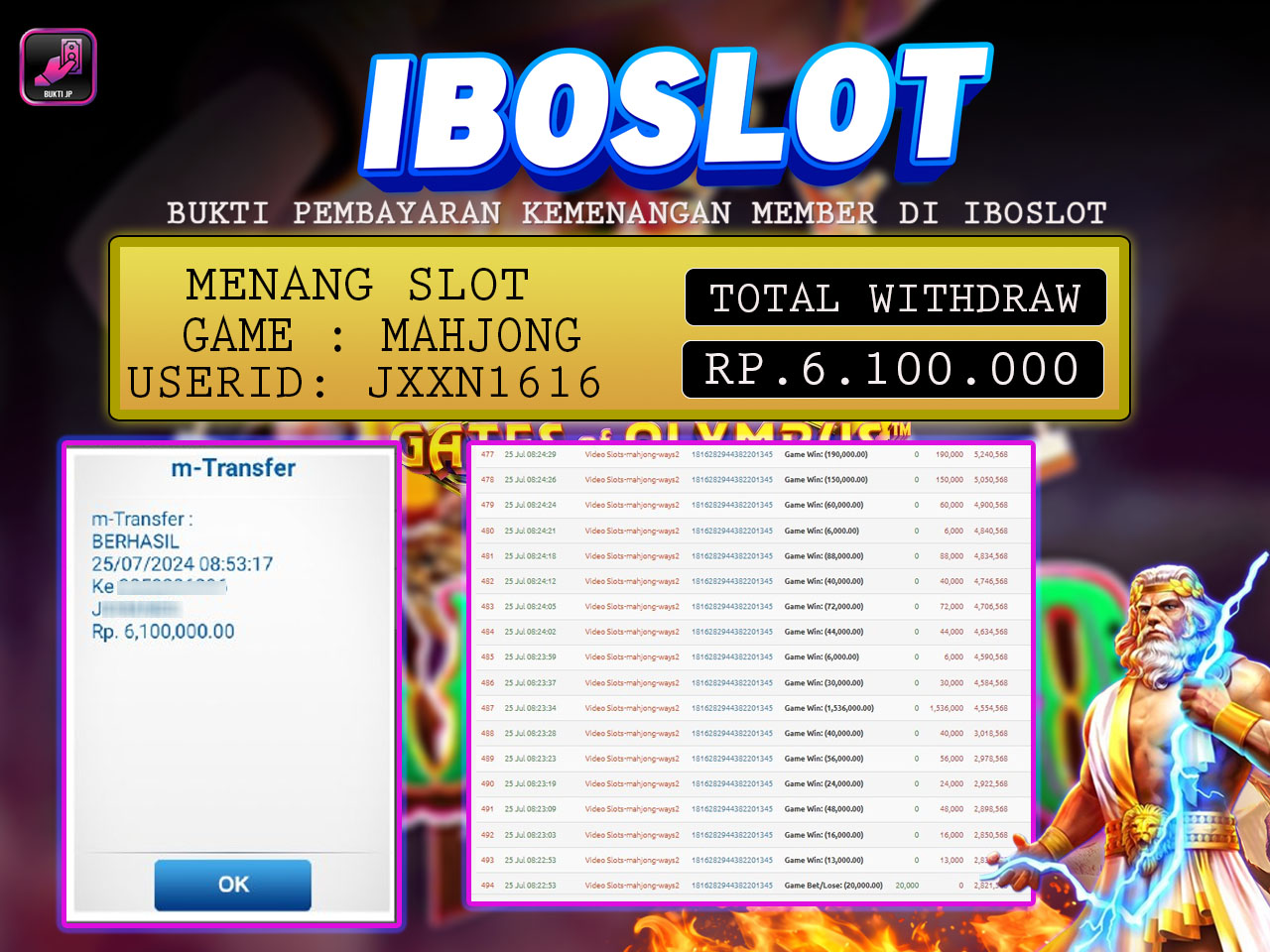 Bukti JP member iboslot